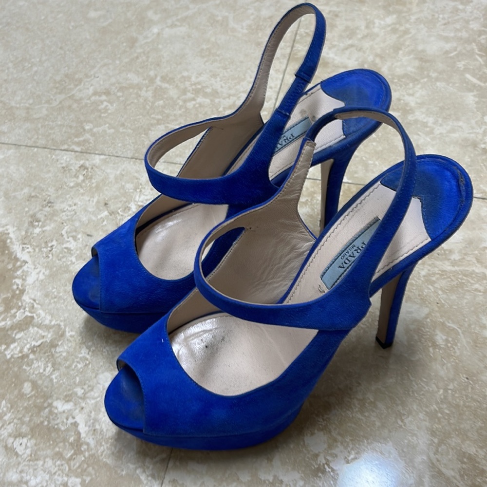 Blue suede platform heels - Picture 2 of 5